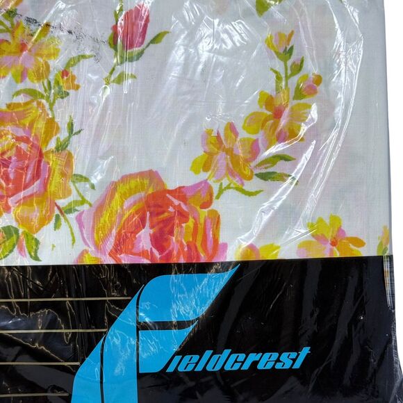 Vintage New‎ Fieldcrest Pink Orange Peace Rose Double Bottom Fitted Sheet 180TC - Picture 5 of 7